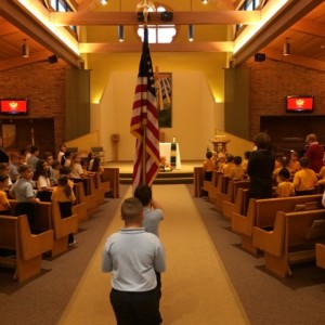 The 5th graders lead a beautiful Veterans Day Service.