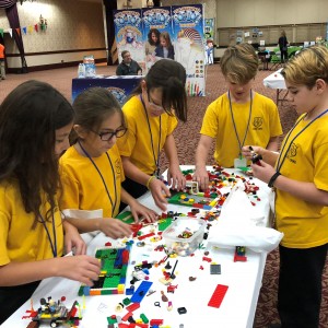 At the NYSCATE Maker Faire the 4th graders built creations using LEGOs